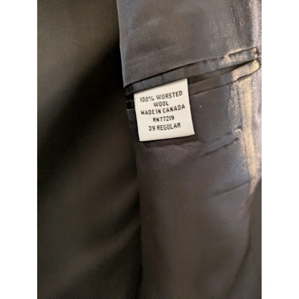 Joseph & Feiss Blazer 100% WOOL Sport Coat Navy Gold‎ Crest Canada Nautical 39R